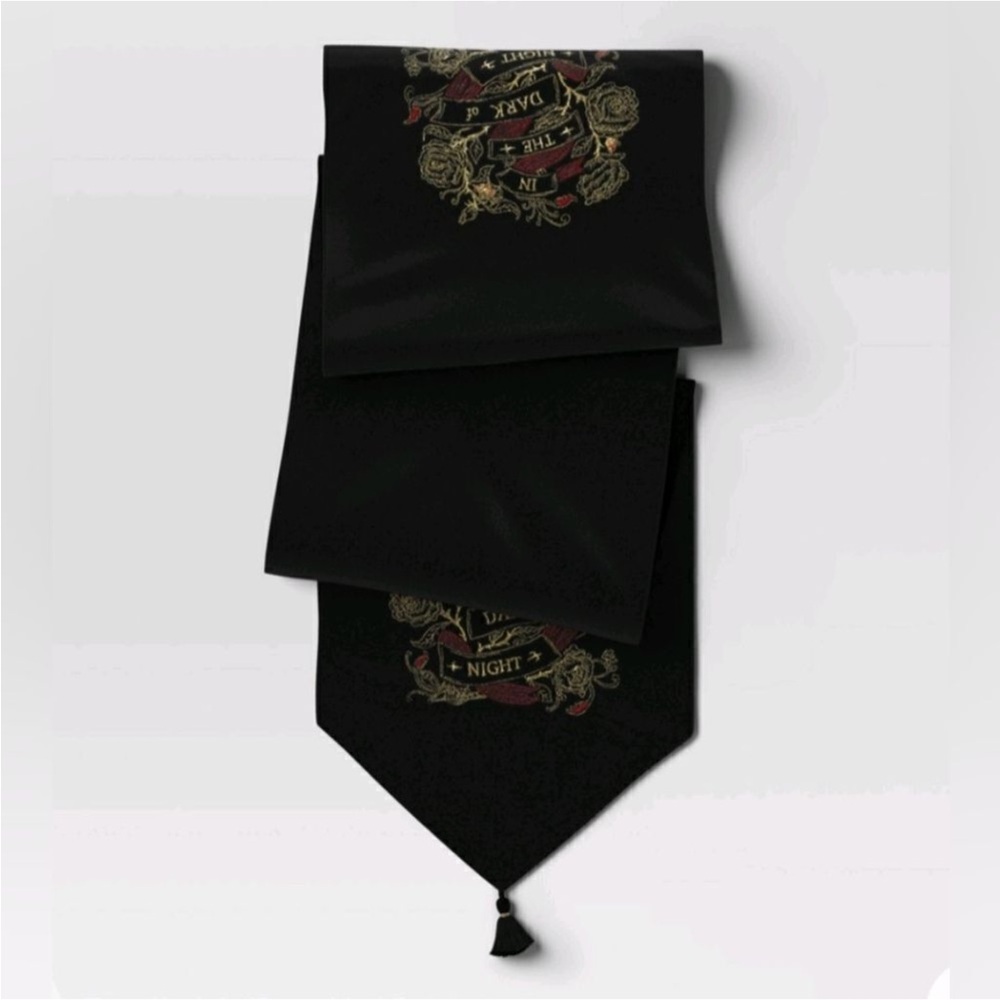 Threshold Black and Gold Embroidered Table Runner